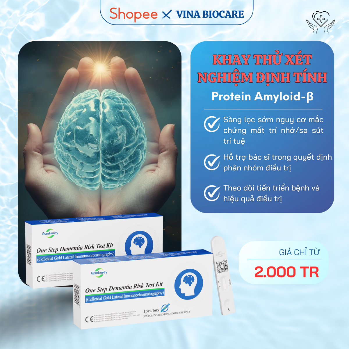 BƯỚC ĐỘT PHÁ MỚI: BỘ TEST NHANH NGUY CƠ SA SÚT TRÍ TUỆ/ALZHEIMER (Khay Thử Xét Nghiệm Định Tính Protein Amyloid-β)