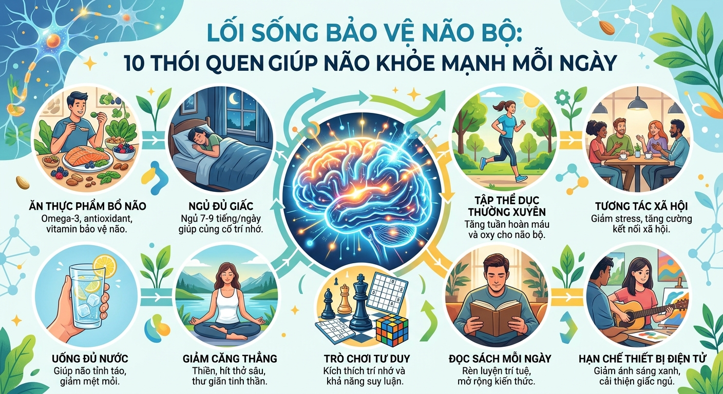 Lối Sống Bảo Vệ Não Bộ: 10 Thói Quen Giúp Não Khỏe Mạnh Mỗi Ngày