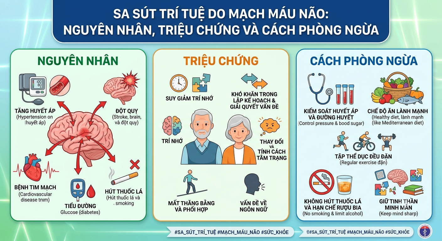 Sa sút trí tuệ do mạch máu não: Nguyên nhân, triệu chứng và cách phòng ngừa