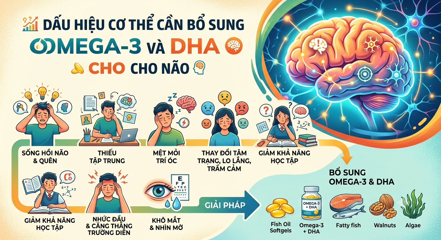 bổ sung Omega-3 và DHA cho não