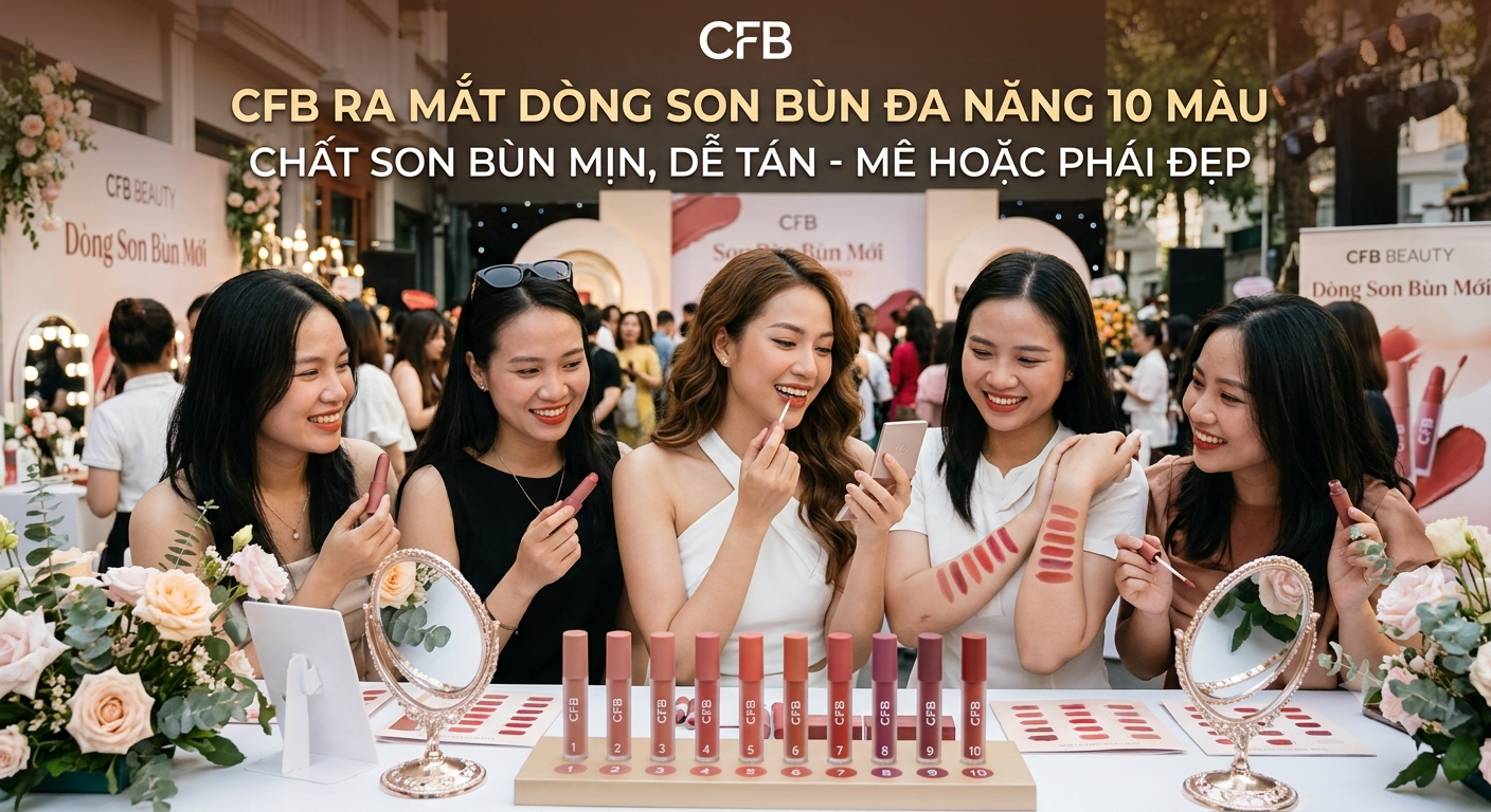 CFB Ra Mắt Dòng Son Bùn Đa Năng 10 Màu: Chất Son Bùn Mịn, Dễ Tán Mê Hoặc Phái Đẹp