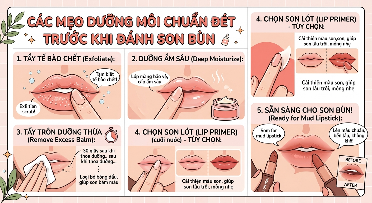 mẹo dưỡng môi trước khi đánh son bùn